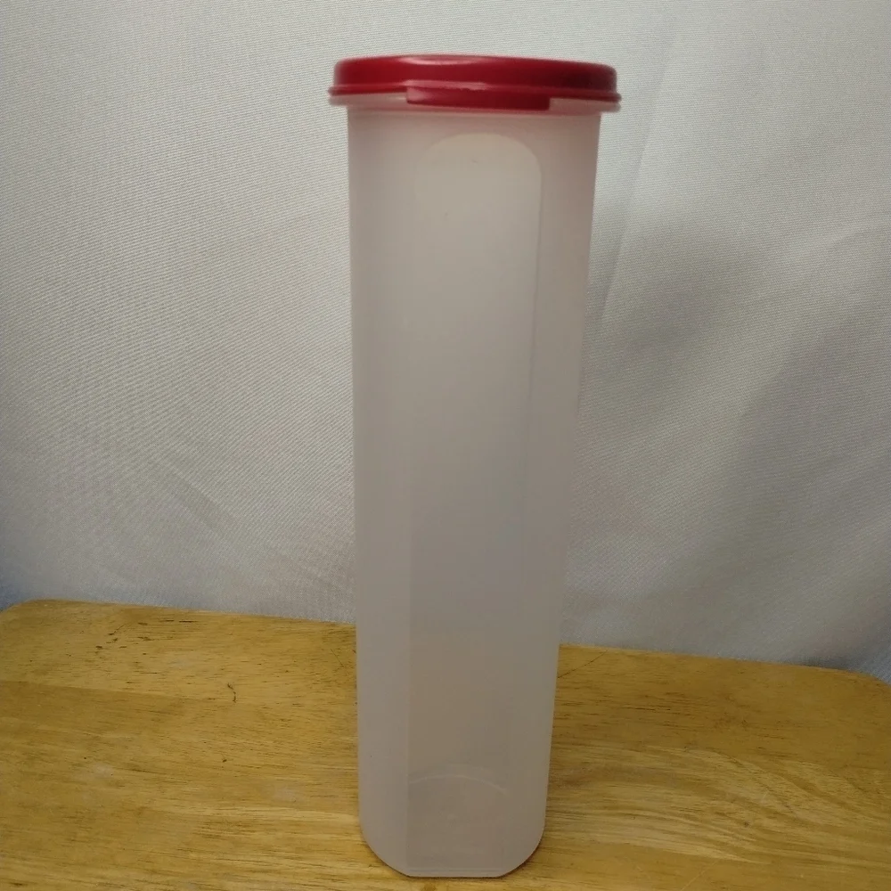 New Tupperware Red Round Modular Mate #5 Spaghetti Dispenser Keeper